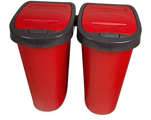 2x Mülleimer mit Deckel Küche Bad Abfalleimer 25 Liter Mülltonne rot