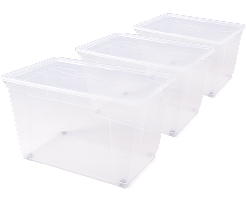 3x Aufbewahrungsbox mit Deckel 60L Kunststoffbox Set Stapelbox Lagerbox