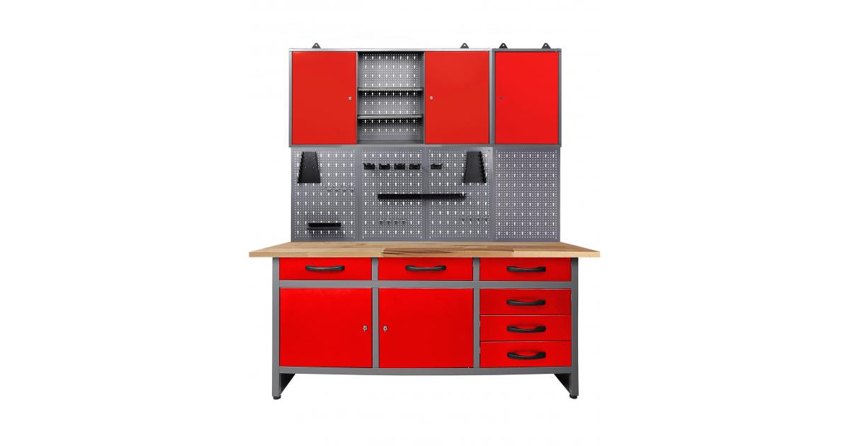 Ondis24 Werkstatt Set Karsten 160 cm 2 Schränke offen rot günstig online  kaufen | Hängeschränke
