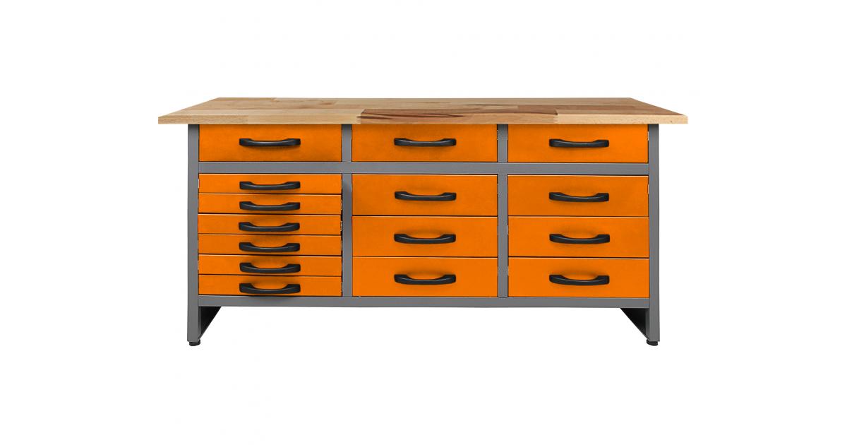 Ondis24 Werkbank Konny 160 cm orange H85 günstig online kaufen