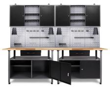 Werkstatt Set Klaus 240 cm 2 Schränke LED 85 cm