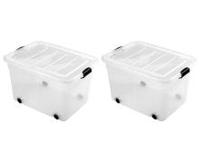 2 Stück Aufbewahrungsbox Rollcontainer Rollbox 100 Liter, 2 