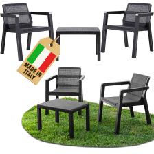 Riviera Balkon Set 2 Sessel mit Tisch anthrazit 