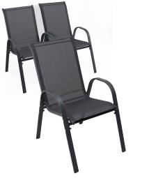 3x Gartenstuhl Stapelstuhl Manor, Metallgestell 