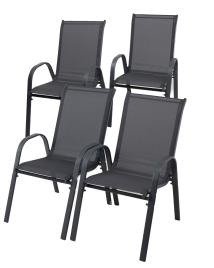 4x Gartenstuhl Stapelstuhl Manor, Metallgestell 