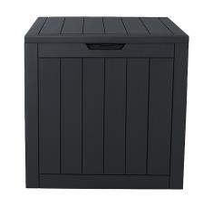 City Cube Holzoptik anthrazit Kissenbox Poolbox Sitztruhe 