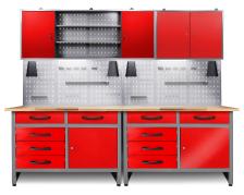 Werkstatt Set Holger 240 cm 3trg 160cm 2trg LED Rot 