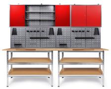 Werkstatt Set Uwe 240cm komplett Lochwand 2 Schränke Rot 