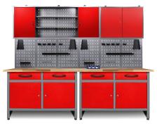 Werkstatt Set Werner 240 cm 2 Schränke 160/80 Rot 