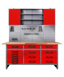 ONDIS24 Werkstatt Set Konny 160 cm 1 Schrank LED rot