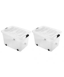 ONDIS24 2x Rollcontainer Rollbox 60 Liter transparent