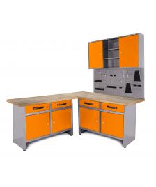 ONDIS24 Werkstatt Set Ecklösung Iconic One orange Buchenplatte