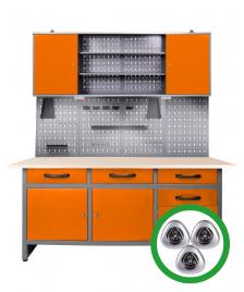 ONDIS24 Werkstatt Set Karsten 160 cm 1 Schrank orange LED