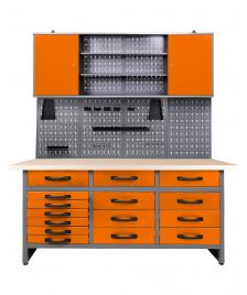 ONDIS24 Werkstatt Set Konny 160 cm 1 Schrank orange LED