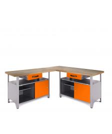 ONDIS24 Werkstatt Set Ecklösung Simple One 85 cm orange Buche