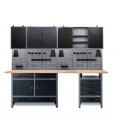 ONDIS24 Werkstatt Set 240cm komplett All-In-Plus 3 Schränke schwarz