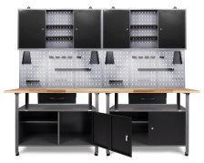 Werkstatt Set Klaus 240 cm 2 Schränke LED 85 cm