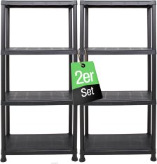 Ondis24 2x Steckregal 60 x 30 x 131 (H) cm, 4 Böden, Kunstst 