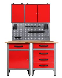 Werkstatt Set Entdecker 120 cm 2 Schränke rot 