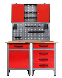 Werkstatt Set Entdecker 120 cm 1 Schrank rot 