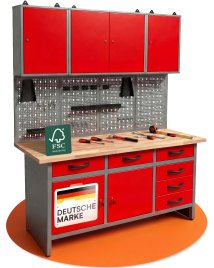 Werkstatt Set Karsten 160 cm 3 Schränke rot 