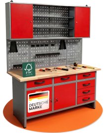 Werkstatt Set Karsten 160 cm 1 Schrank rot 