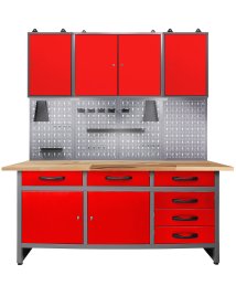 Werkstatt Set Karsten 160 cm 3 Schränke LED rot 