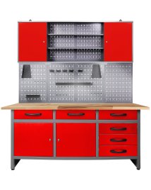 Werkstatt Set Karsten 160 cm 1 Schrank LED rot 