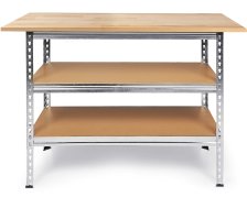 Werkbank Uwe 120cm Metallregal & Werktisch 92cm Buche 