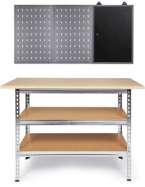 Werkstatt Set 120 cm Werkbank Uwe Metall mit Lochwand 