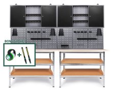 Werkstatt Set Uwe 240cm Lochwand Werkzeugschrank Lichtpaket 