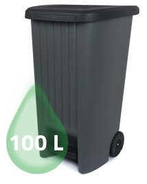 Haushalttonne Treteimer Mülltonne Abfalleimer 100L grau 
