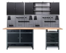 Werkstatt Set 240cm komplett All-In-Plus 2 Schränke schwarz 