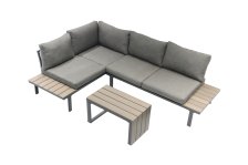 Lounge Ecksitzgarnitur mit Tisch Polywoodplatte, Stahl 
