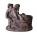 Pflanzgefäß Junge und Mädchen mit Schubkarre Antik bronze
