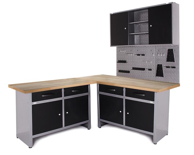 Werkstatt Set Ecklösung Iconic One schwarz Buchenplatte 