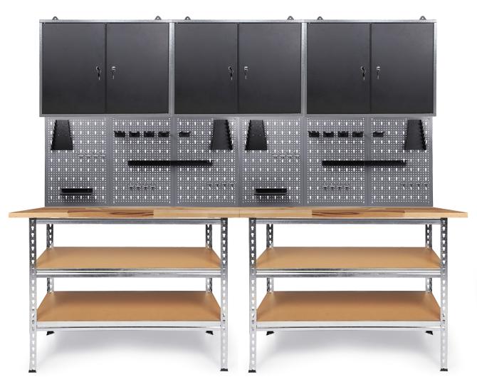 Werkstatt Set Uwe 240cm komplett Lochwand 3 Schränke 