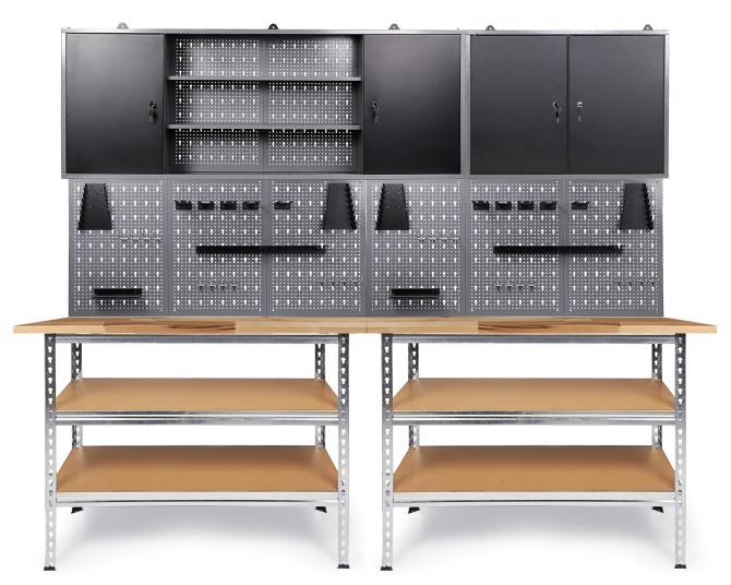 Werkstatt Set Uwe 240cm komplett Lochwand 2 Schränke 