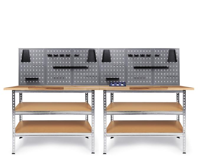 Werkstatt Set Uwe 240cm Buche  + 2 Jochen+ Steckdose 