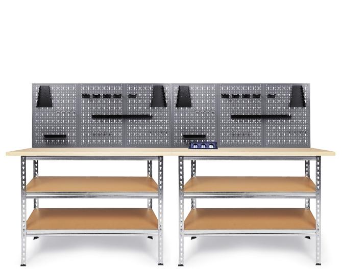 Werkstatt Set Uwe 240cm Melamin  + 2 Jochen+ Steckdose 