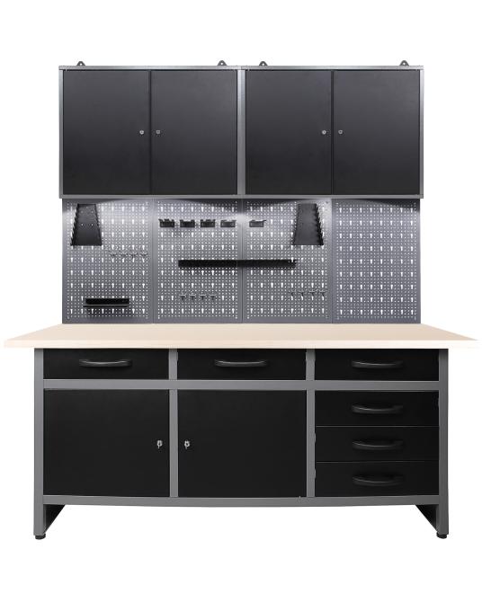Werkstatt Set Karsten 160 cm 2 Schränke LED Melamin 