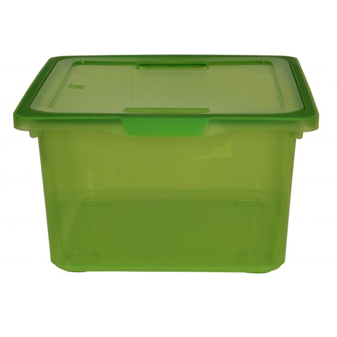 Kreo Box mit Deckel 17.5 Liter grün transparent