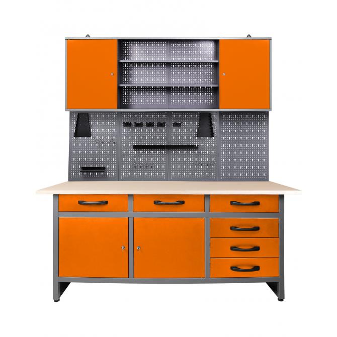 ONDIS24 Werkstatt Set Karsten 160 cm 1 Schrank orange