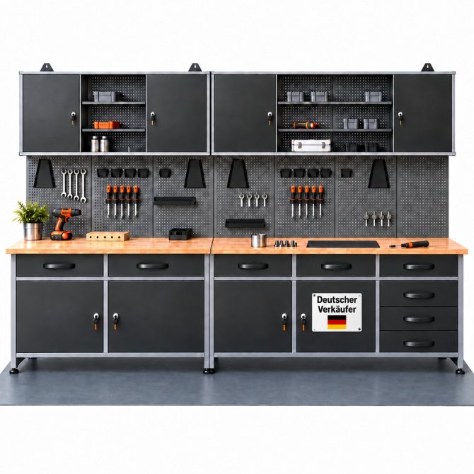 Werkstatt Set Bruno 280cm 2 Schränke 
