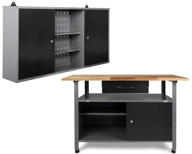 Werkbank Klaus + 120cm Werkstattschank Set 