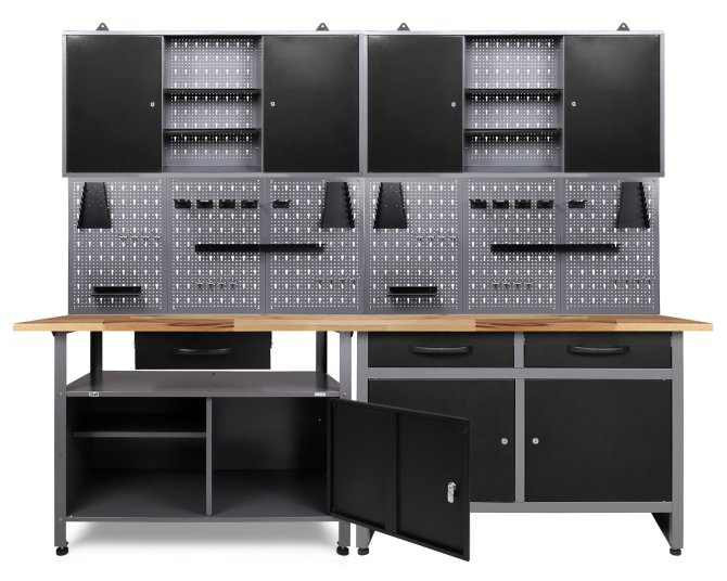 Werkstatt Set Schöpfer 240 cm 2 Schränke 85 cm