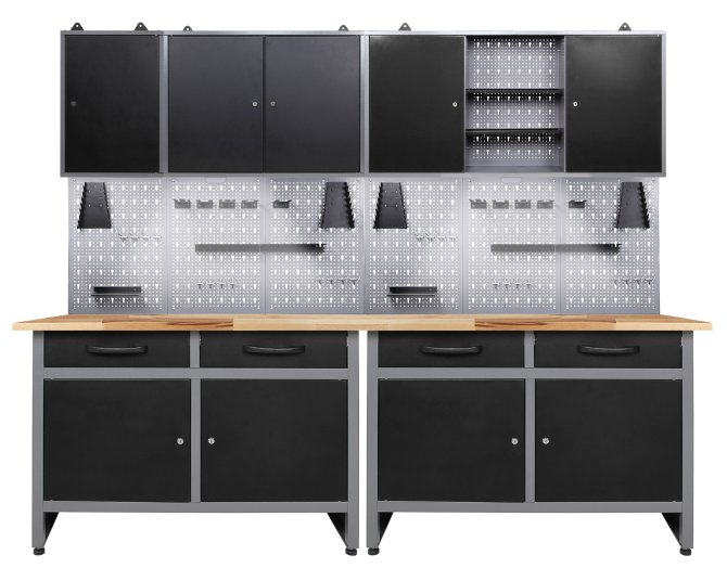 Werkstatt Set Werner 240 cm 3 Schränke LED 