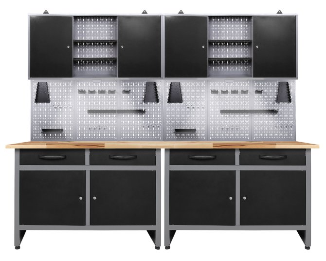 Werkstatt Set Werner 240 cm 2 Schränke LED 