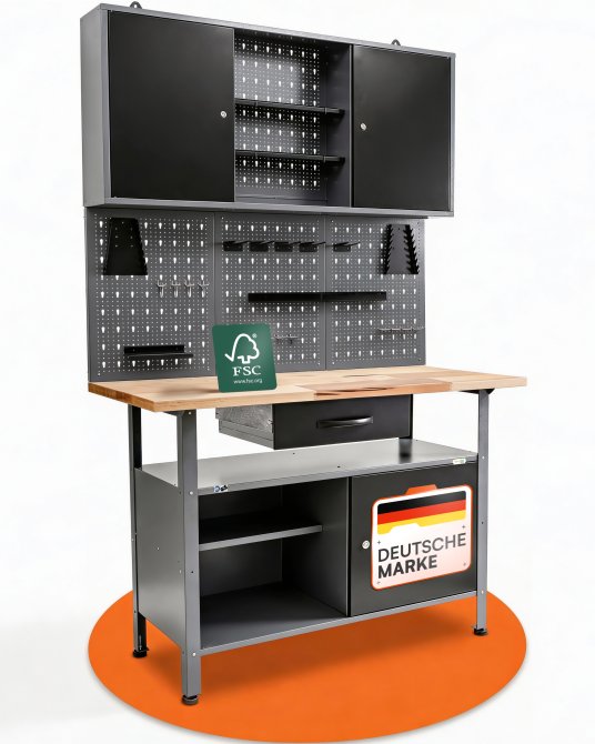 Werkstatt Set Klaus 120 cm 1 Schrank schwarz