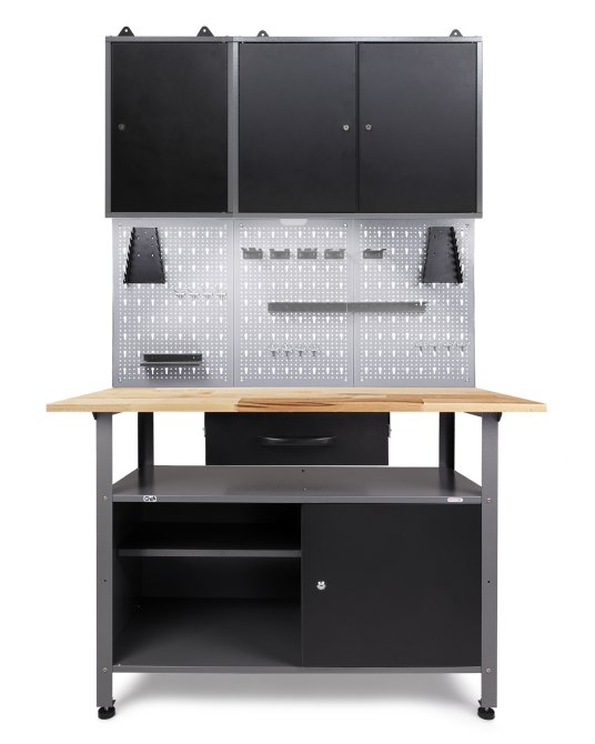 Werkstatt Set Klaus 120 cm 2 Schränke LED 85 cm